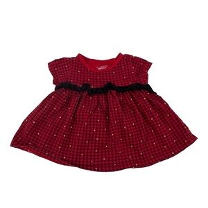 first impressions Red Check Gold Heart Short Sleeve Dress Size 18 Months Girl’s